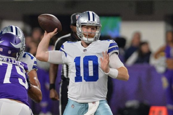 Cooper Rush plays quarterback for the Dallas Cowboys of the NFL